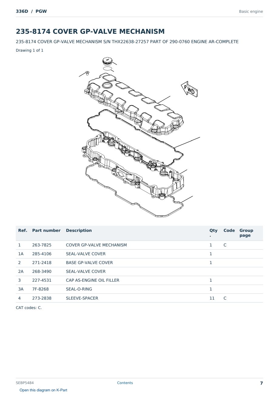 Caterpillar 336D S/N PGW Partsbook SEBP5484 (English) - sample page 7 of 10 Caterpillar 336D S/N PGW Partsbook SEBP5484 (English) - sample page 7 of 10