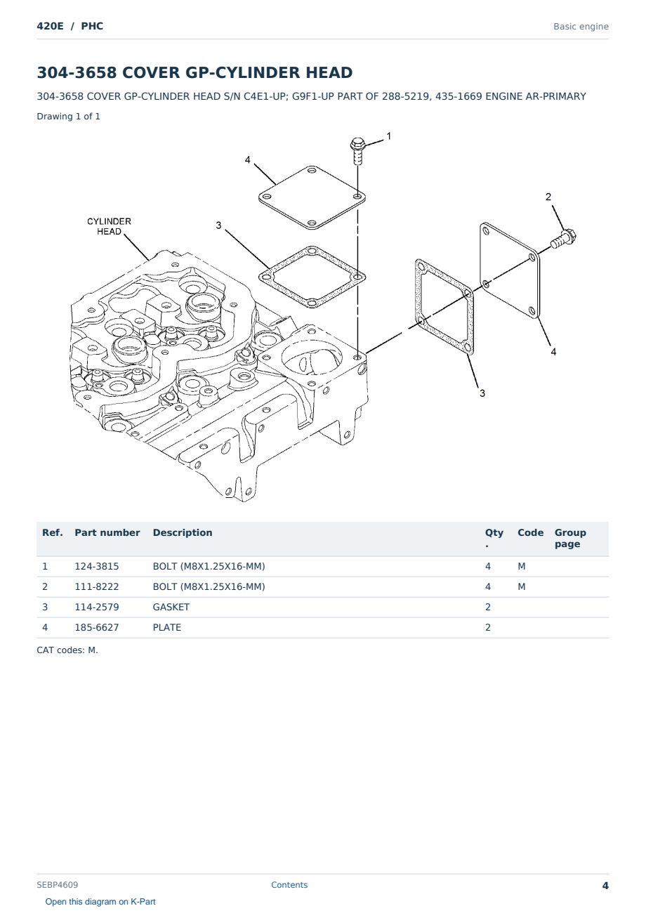 Caterpillar 420E S/N PHC Partsbook SEBP4609 (English) - sample page 4 of 10 Caterpillar 420E S/N PHC Partsbook SEBP4609 (English) - sample page 4 of 10