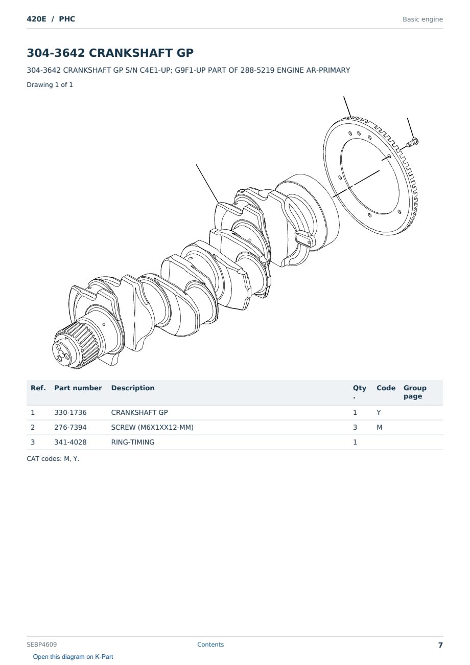 Caterpillar 420E S/N PHC Partsbook SEBP4609 (English) - sample page 7 of 10 Caterpillar 420E S/N PHC Partsbook SEBP4609 (English) - sample page 7 of 10