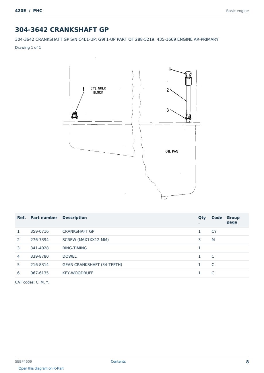Caterpillar 420E S/N PHC Partsbook SEBP4609 (English) - sample page 8 of 10 Caterpillar 420E S/N PHC Partsbook SEBP4609 (English) - sample page 8 of 10