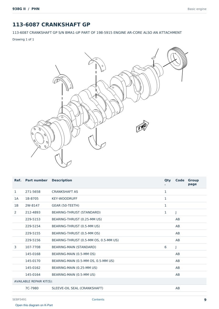 Caterpillar 938G II S/N PHN Partsbook SEBP3491 (English) - sample page 9 of 10 Caterpillar 938G II S/N PHN Partsbook SEBP3491 (English) - sample page 9 of 10
