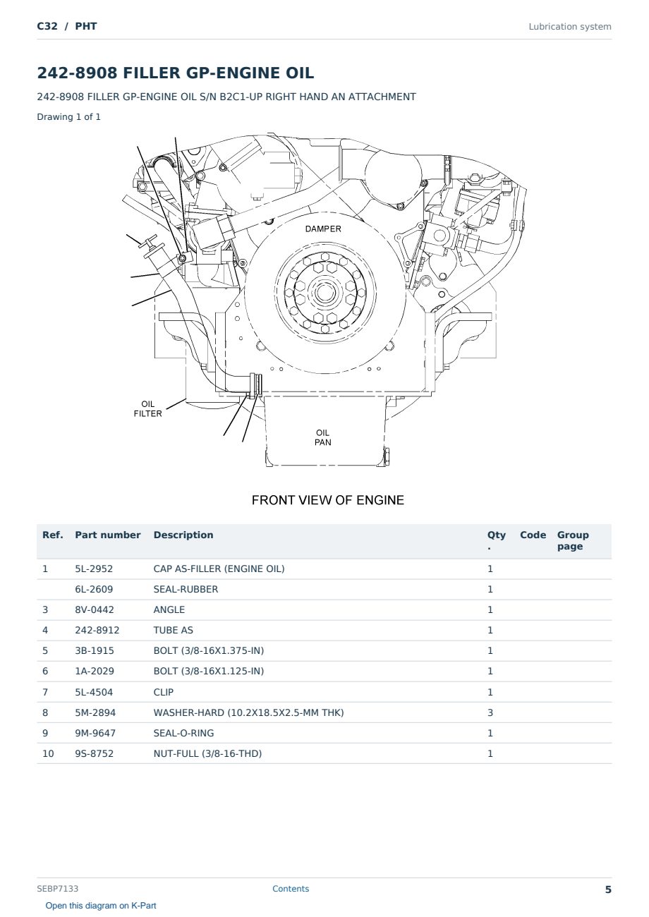 Caterpillar C32 S/N PHT Partsbook SEBP7133 (English) - sample page 5 of 10 Caterpillar C32 S/N PHT Partsbook SEBP7133 (English) - sample page 5 of 10