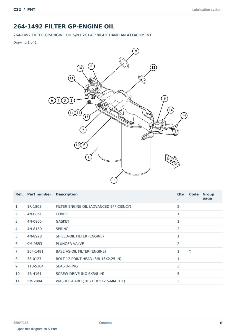 Caterpillar C32 S/N PHT Partsbook SEBP7133 (English) - sample page 8 of 10 Caterpillar C32 S/N PHT Partsbook SEBP7133 (English) - sample page 8 of 10
