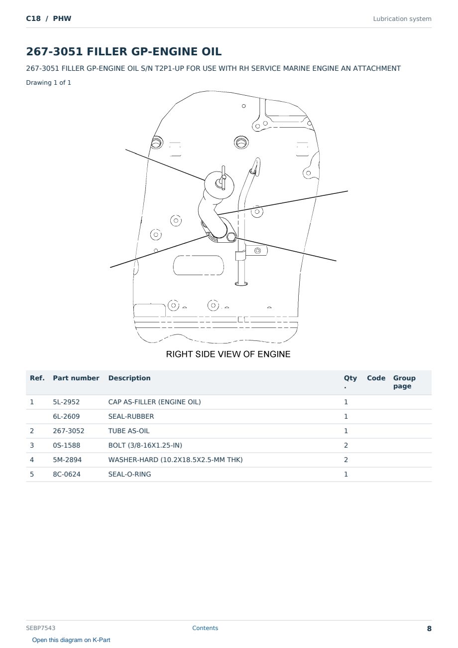 Caterpillar C18 S/N PHW Partsbook SEBP7543 (English) - sample page 8 of 10 Caterpillar C18 S/N PHW Partsbook SEBP7543 (English) - sample page 8 of 10