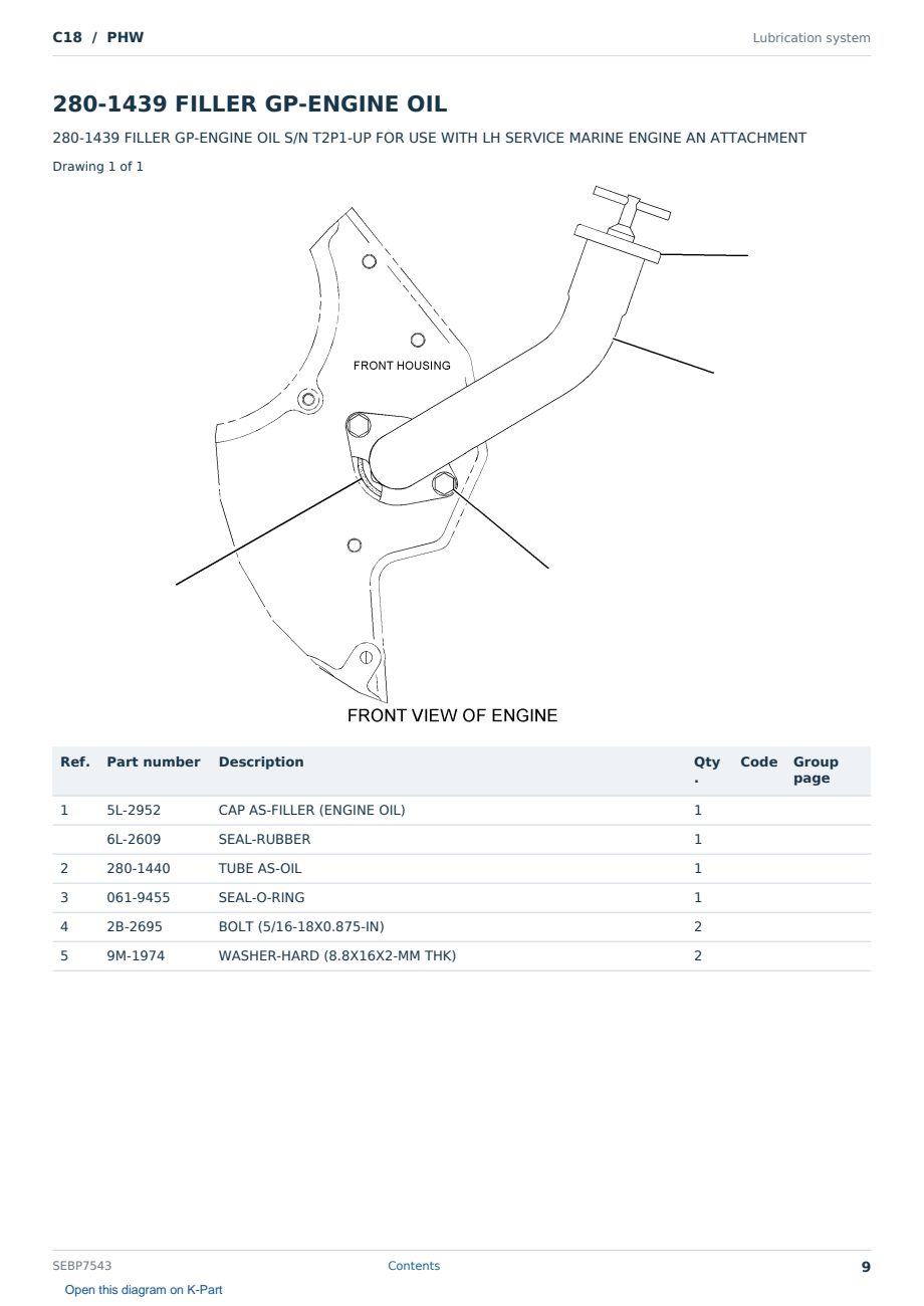 Caterpillar C18 S/N PHW Partsbook SEBP7543 (English) - sample page 9 of 10 Caterpillar C18 S/N PHW Partsbook SEBP7543 (English) - sample page 9 of 10