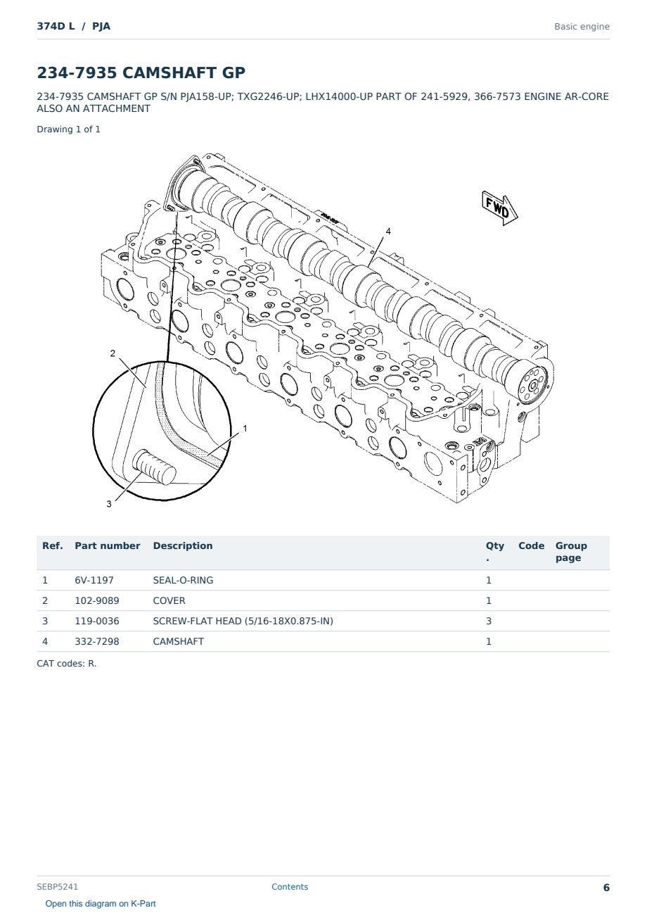 Caterpillar 374D L S/N PJA Partsbook SEBP5241 (English) - sample page 6 of 10 Caterpillar 374D L S/N PJA Partsbook SEBP5241 (English) - sample page 6 of 10