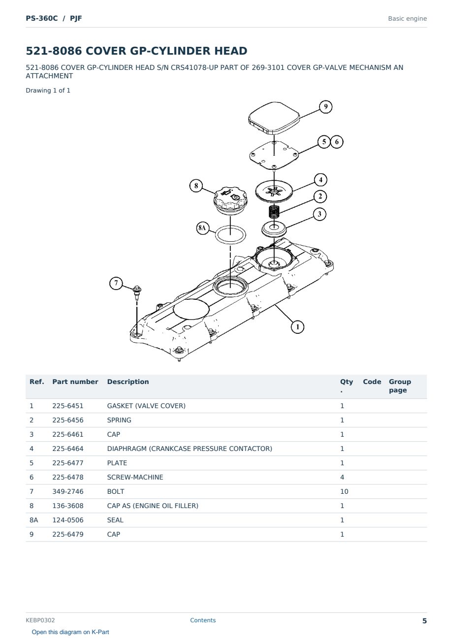 Caterpillar PS-360C S/N PJF Partsbook KEBP0302 (English) - sample page 5 of 10 Caterpillar PS-360C S/N PJF Partsbook KEBP0302 (English) - sample page 5 of 10