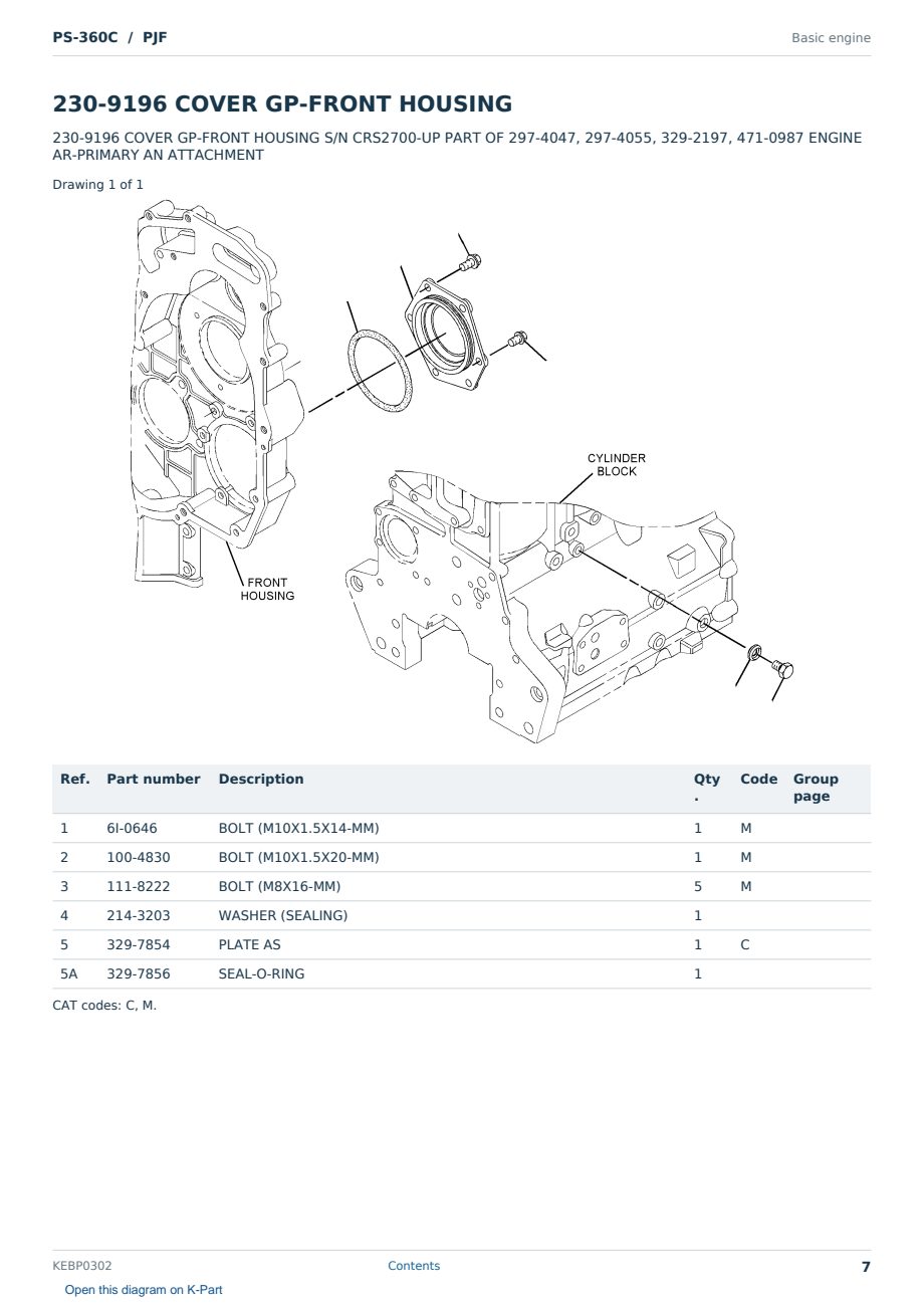 Caterpillar PS-360C S/N PJF Partsbook KEBP0302 (English) - sample page 7 of 10 Caterpillar PS-360C S/N PJF Partsbook KEBP0302 (English) - sample page 7 of 10