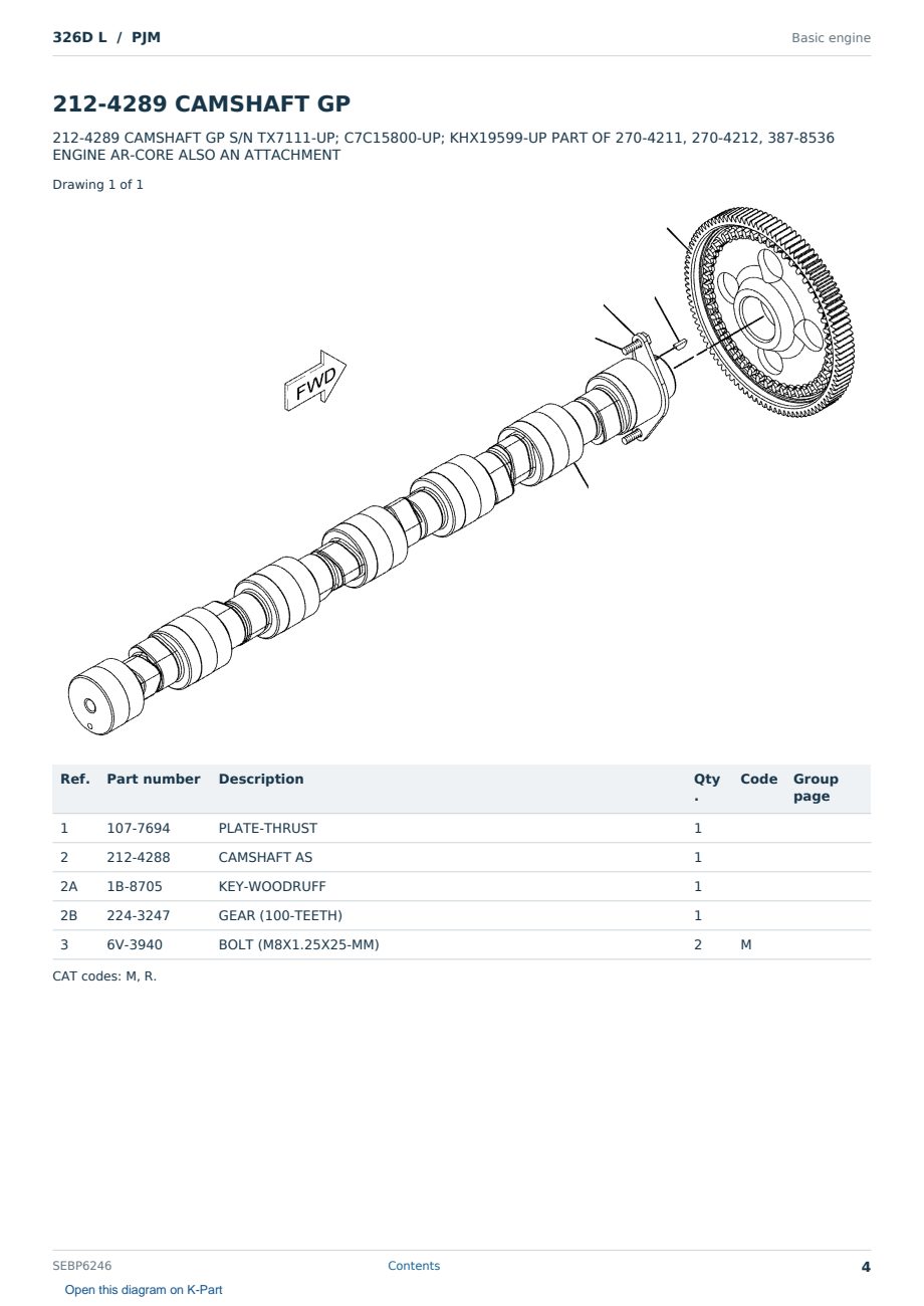 Caterpillar 326D L S/N PJM Partsbook SEBP6246 (English) - sample page 4 of 10 Caterpillar 326D L S/N PJM Partsbook SEBP6246 (English) - sample page 4 of 10