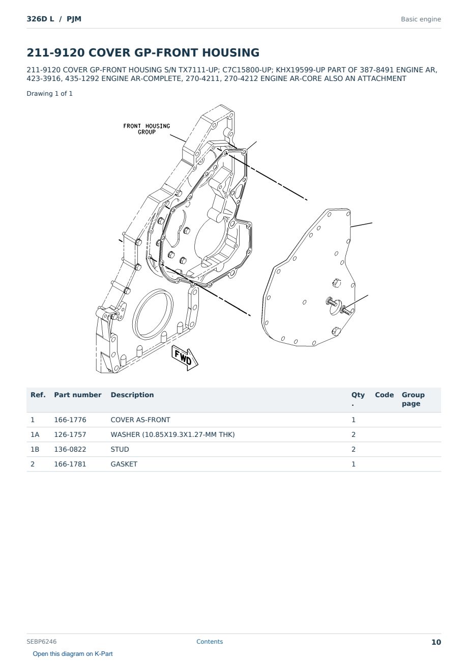 Caterpillar 326D L S/N PJM Partsbook SEBP6246 (English) - sample page 10 of 10 Caterpillar 326D L S/N PJM Partsbook SEBP6246 (English) - sample page 10 of 10