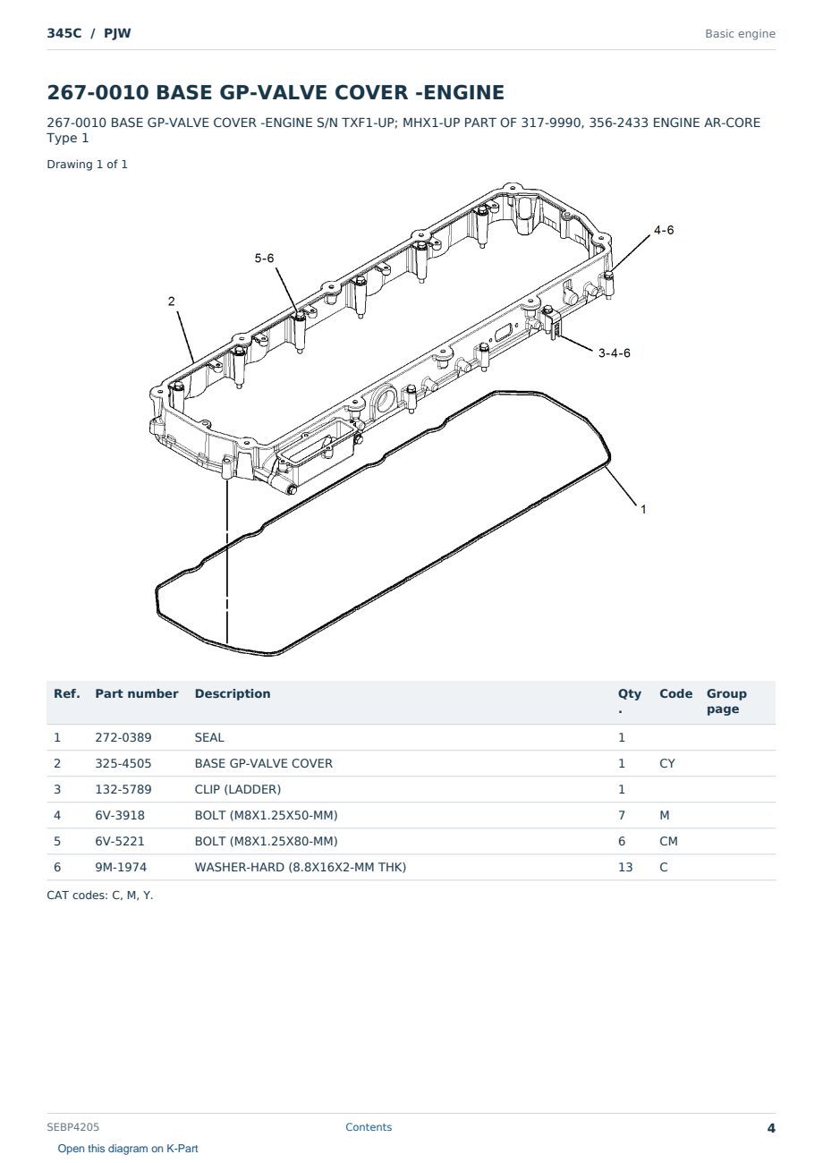Caterpillar 345C S/N PJW Partsbook SEBP4205 (English) - sample page 4 of 10 Caterpillar 345C S/N PJW Partsbook SEBP4205 (English) - sample page 4 of 10