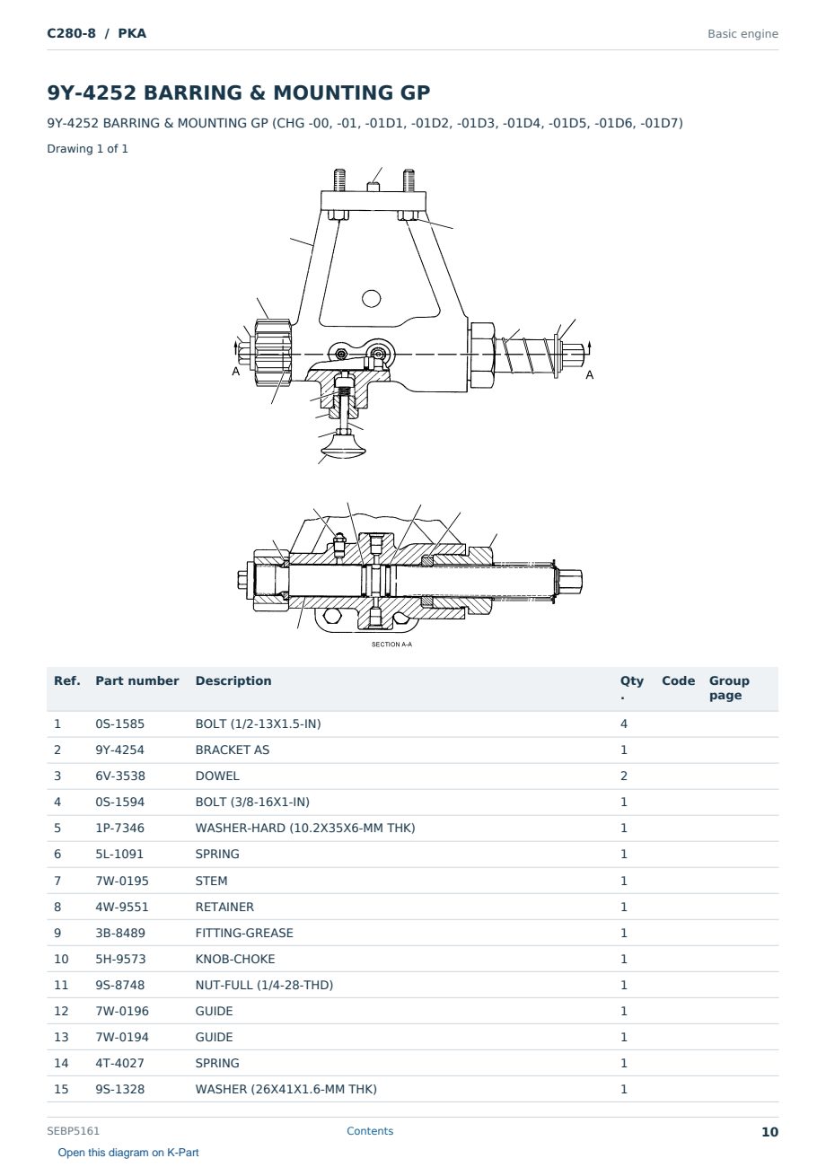 Caterpillar C280-8 S/N PKA Partsbook SEBP5161 (English) - sample page 10 of 10 Caterpillar C280-8 S/N PKA Partsbook SEBP5161 (English) - sample page 10 of 10