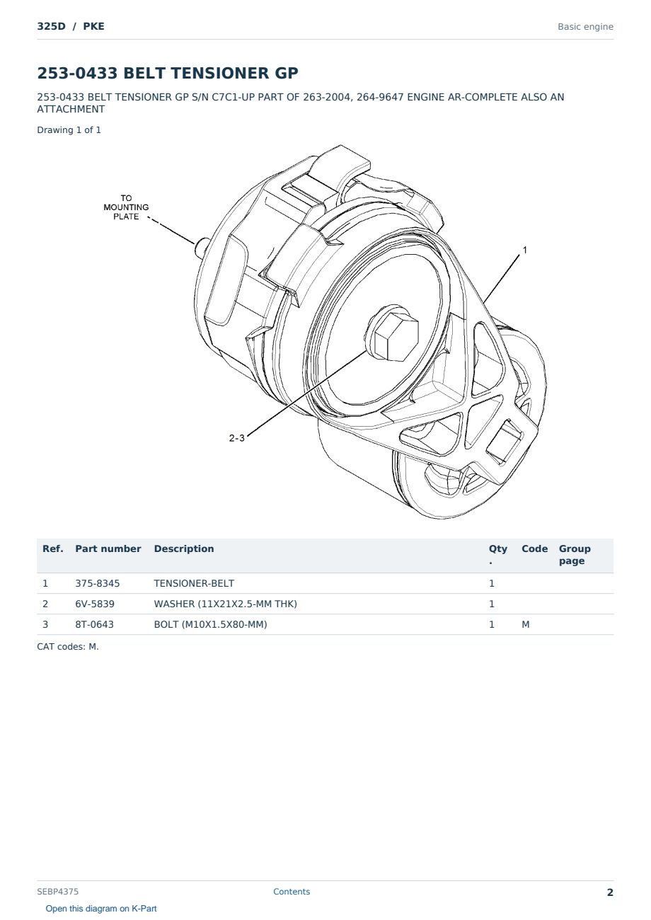 Caterpillar 325D S/N PKE Partsbook SEBP4375 (English) - sample page 2 of 10 Caterpillar 325D S/N PKE Partsbook SEBP4375 (English) - sample page 2 of 10