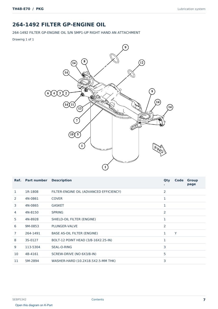 Caterpillar TH48-E70 S/N PKG Partsbook SEBP5342 (English) - sample page 7 of 10 Caterpillar TH48-E70 S/N PKG Partsbook SEBP5342 (English) - sample page 7 of 10