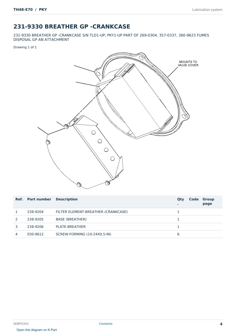 Caterpillar TH48-E70 S/N PKY Partsbook SEBP5343 (English) - sample page 4 of 10 Caterpillar TH48-E70 S/N PKY Partsbook SEBP5343 (English) - sample page 4 of 10