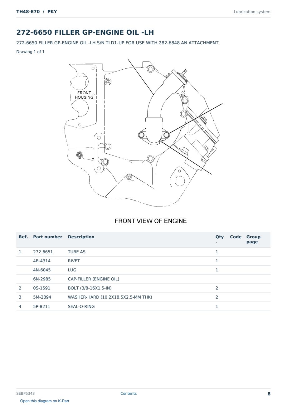 Caterpillar TH48-E70 S/N PKY Partsbook SEBP5343 (English) - sample page 8 of 10 Caterpillar TH48-E70 S/N PKY Partsbook SEBP5343 (English) - sample page 8 of 10