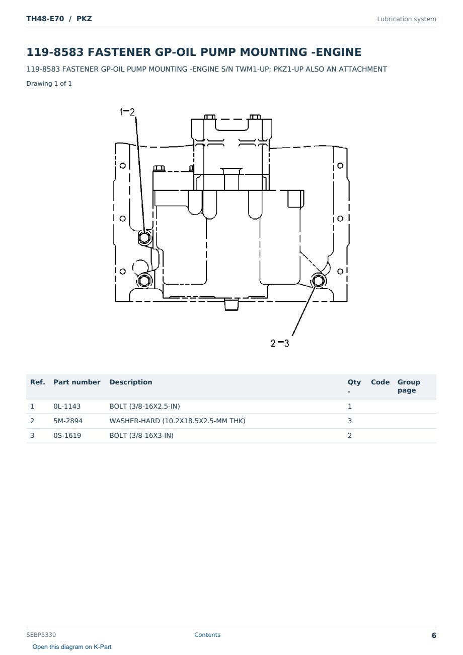 Caterpillar TH48-E70 S/N PKZ Partsbook SEBP5339 (English) - sample page 6 of 10 Caterpillar TH48-E70 S/N PKZ Partsbook SEBP5339 (English) - sample page 6 of 10