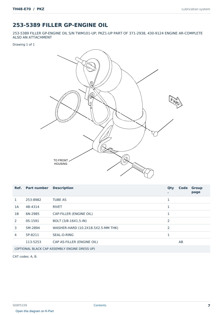 Caterpillar TH48-E70 S/N PKZ Partsbook SEBP5339 (English) - sample page 7 of 10 Caterpillar TH48-E70 S/N PKZ Partsbook SEBP5339 (English) - sample page 7 of 10