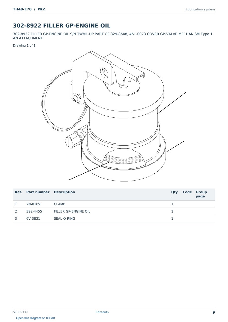 Caterpillar TH48-E70 S/N PKZ Partsbook SEBP5339 (English) - sample page 9 of 10 Caterpillar TH48-E70 S/N PKZ Partsbook SEBP5339 (English) - sample page 9 of 10