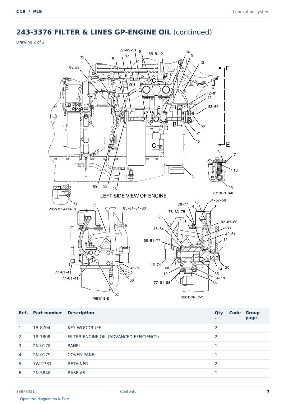 Caterpillar C18 S/N PLE Partsbook SEBP3351 (English) - sample page 7 of 10 Caterpillar C18 S/N PLE Partsbook SEBP3351 (English) - sample page 7 of 10