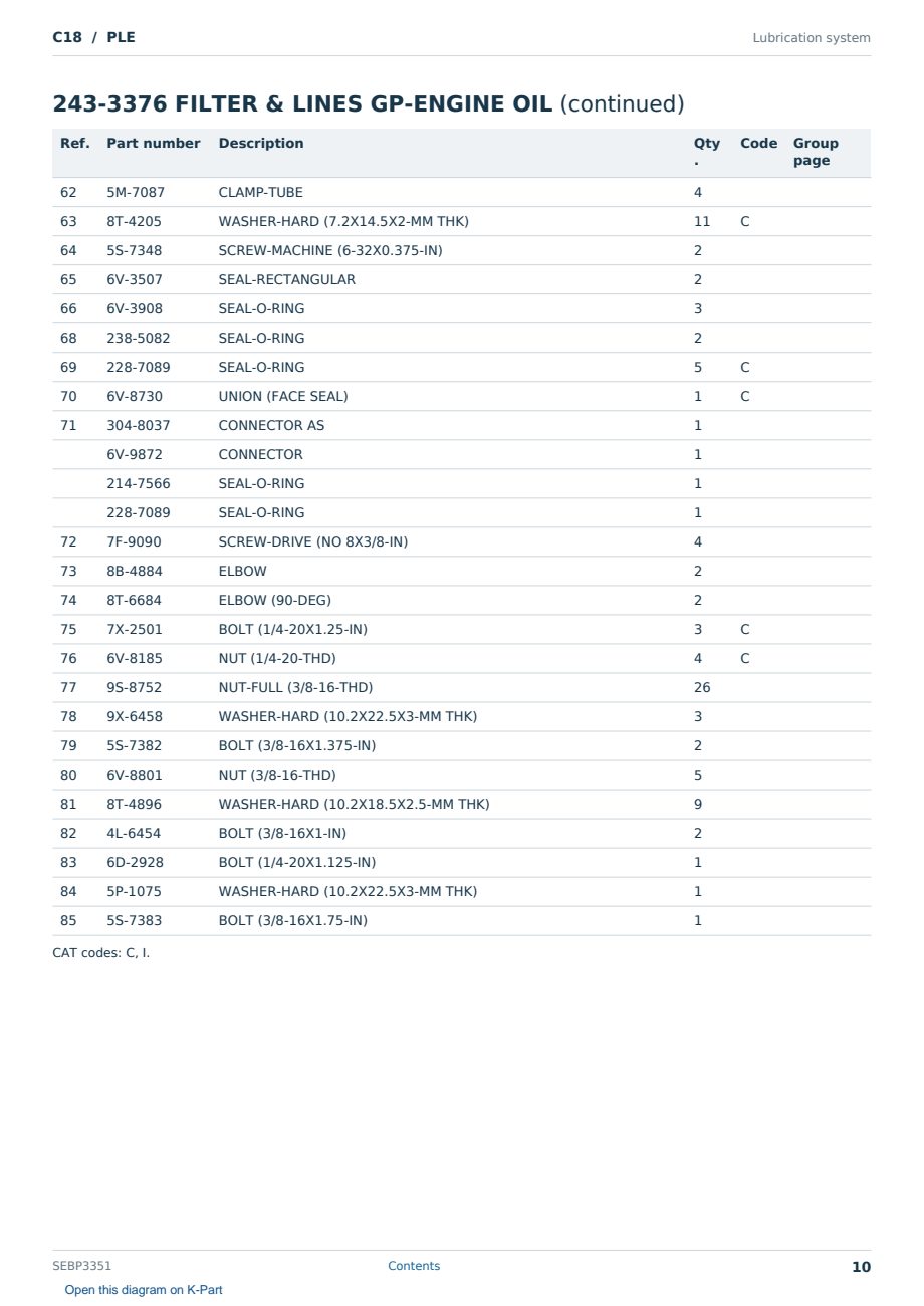 Caterpillar C18 S/N PLE Partsbook SEBP3351 (English) - sample page 10 of 10 Caterpillar C18 S/N PLE Partsbook SEBP3351 (English) - sample page 10 of 10