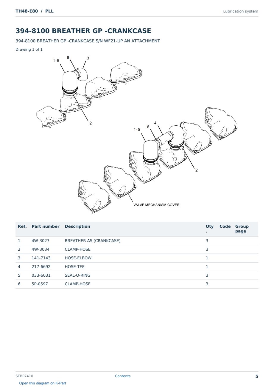 Caterpillar TH48-E80 S/N PLL Partsbook SEBP7410 (English) - sample page 5 of 10 Caterpillar TH48-E80 S/N PLL Partsbook SEBP7410 (English) - sample page 5 of 10