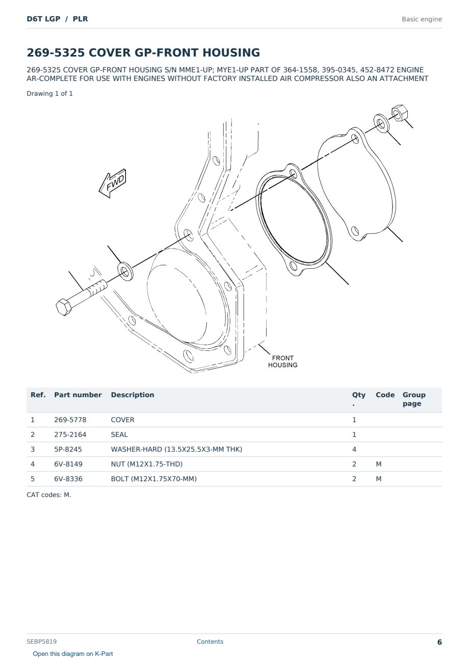 Caterpillar D6T LGP S/N PLR Partsbook SEBP5819 (English) - sample page 6 of 10 Caterpillar D6T LGP S/N PLR Partsbook SEBP5819 (English) - sample page 6 of 10