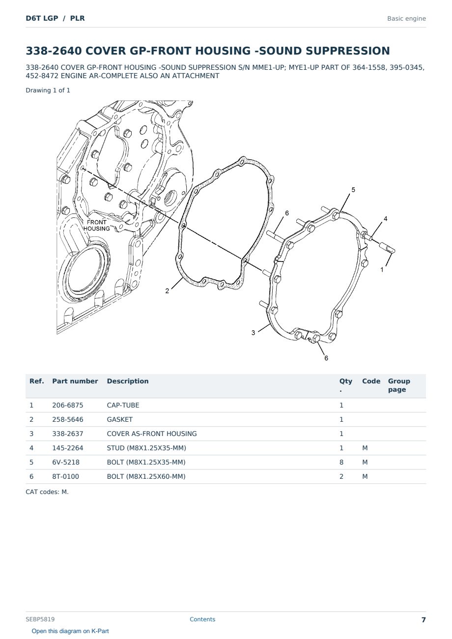 Caterpillar D6T LGP S/N PLR Partsbook SEBP5819 (English) - sample page 7 of 10 Caterpillar D6T LGP S/N PLR Partsbook SEBP5819 (English) - sample page 7 of 10