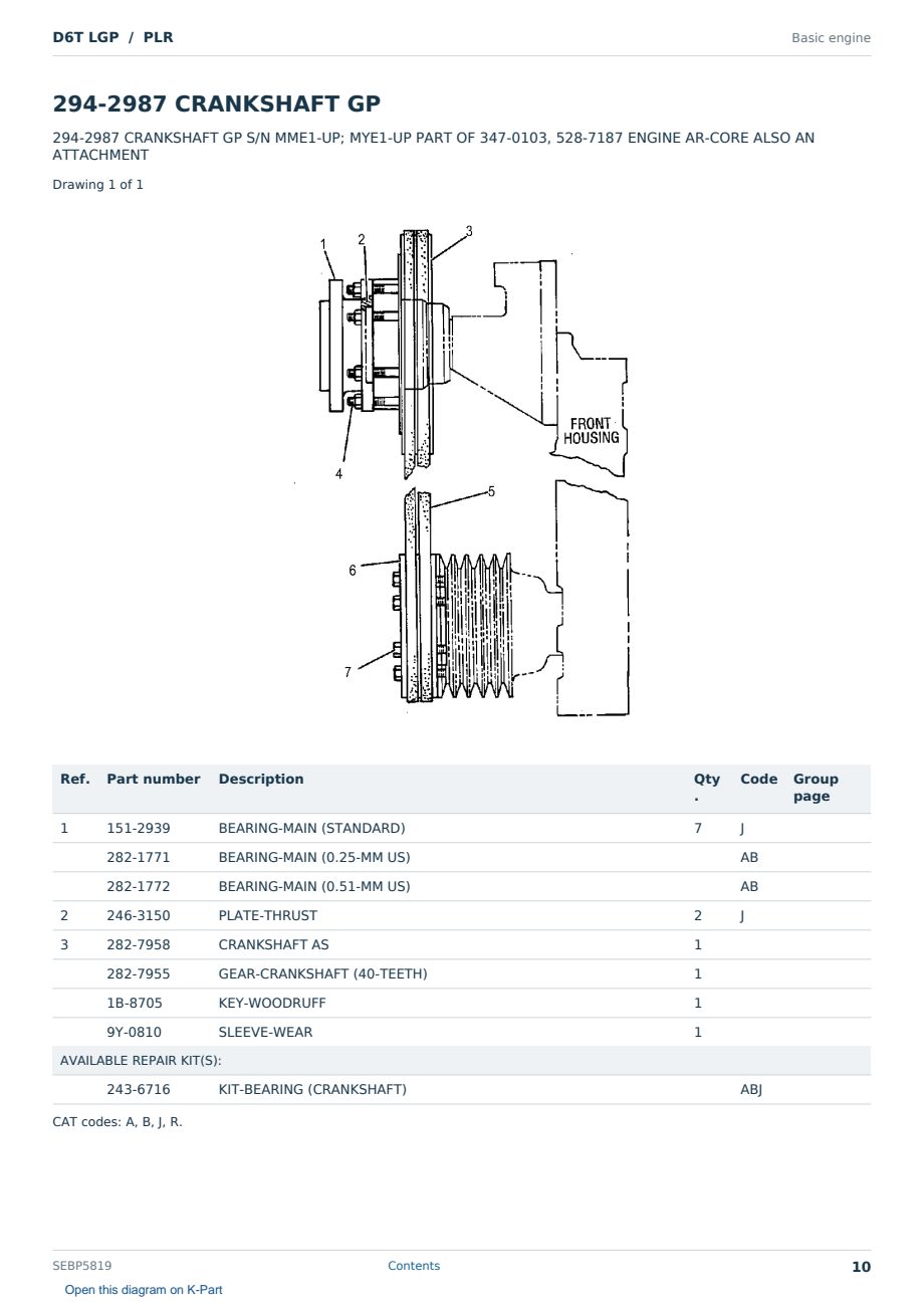 Caterpillar D6T LGP S/N PLR Partsbook SEBP5819 (English) - sample page 10 of 10 Caterpillar D6T LGP S/N PLR Partsbook SEBP5819 (English) - sample page 10 of 10