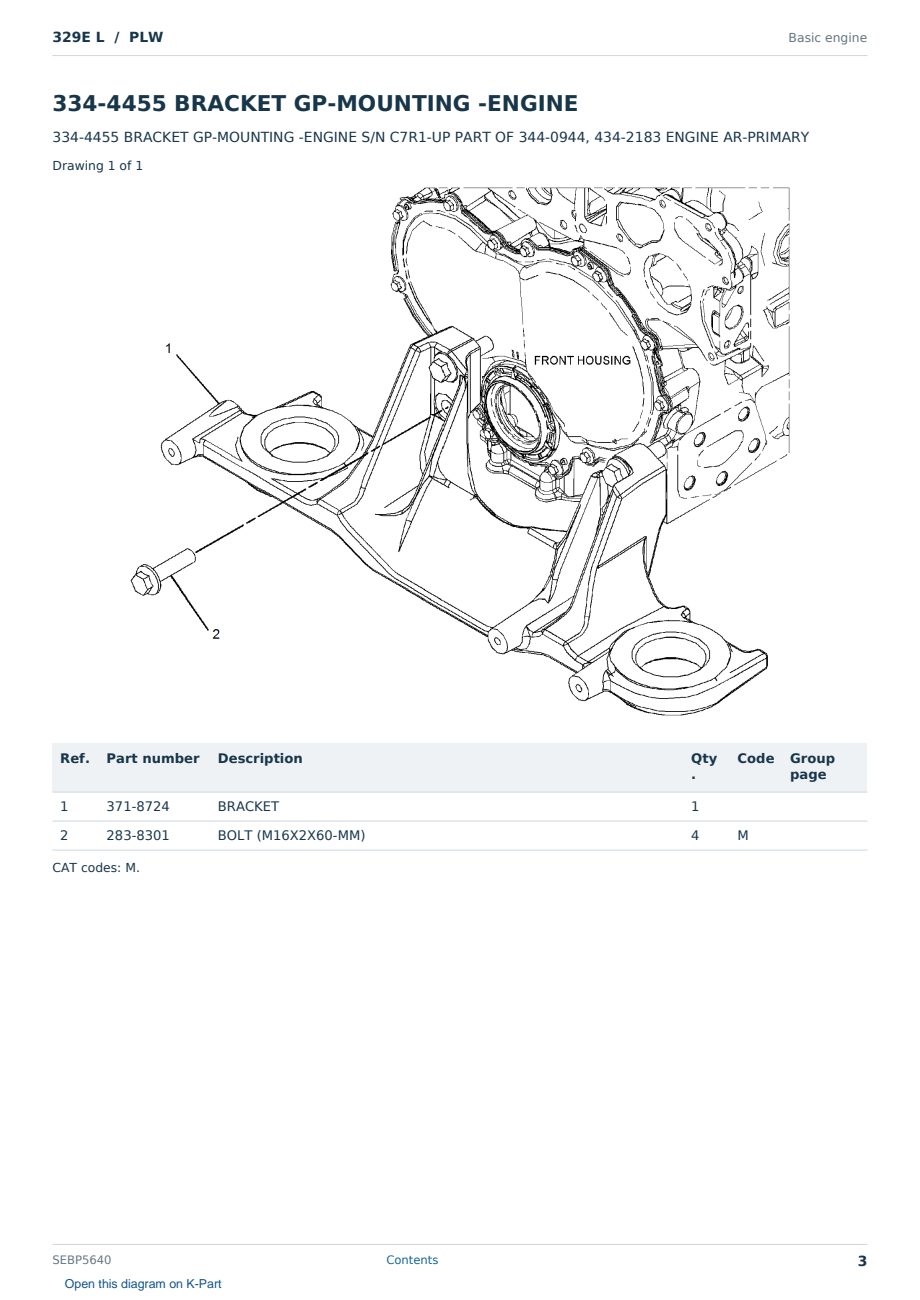 Caterpillar 329E L S/N PLW Partsbook SEBP5640 (English) - sample page 3 of 10 Caterpillar 329E L S/N PLW Partsbook SEBP5640 (English) - sample page 3 of 10