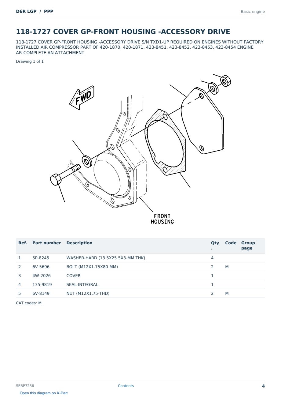 Caterpillar D6R LGP S/N PPP Partsbook SEBP7236 (English) - sample page 4 of 10 Caterpillar D6R LGP S/N PPP Partsbook SEBP7236 (English) - sample page 4 of 10