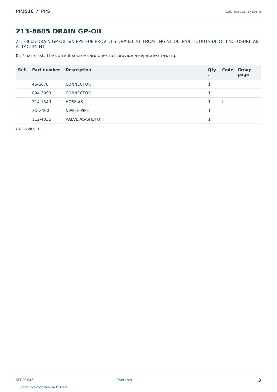 Caterpillar PP3516 S/N PPS Partsbook SEBP3646 (English) - sample page 3 of 10 Caterpillar PP3516 S/N PPS Partsbook SEBP3646 (English) - sample page 3 of 10