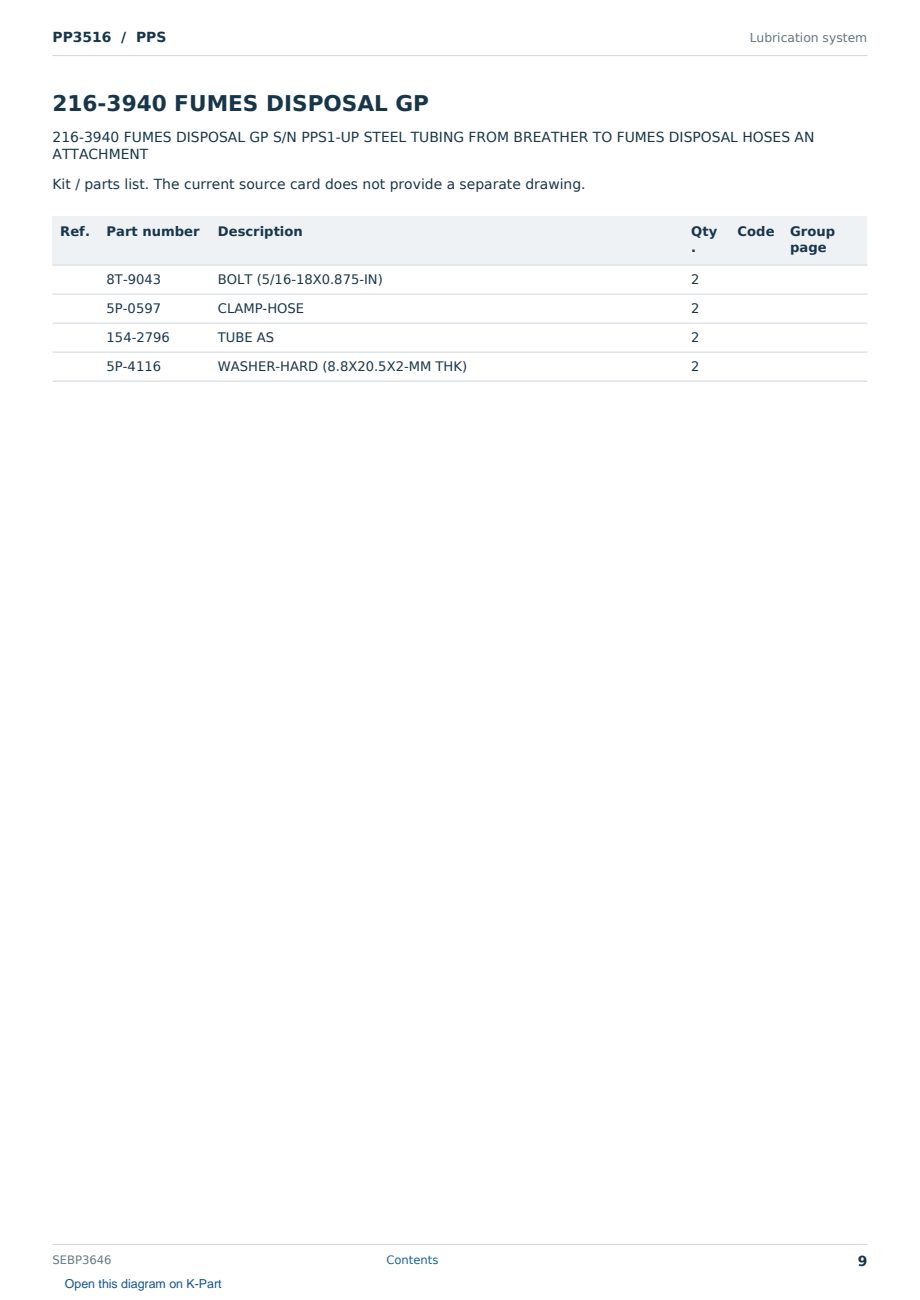 Caterpillar PP3516 S/N PPS Partsbook SEBP3646 (English) - sample page 9 of 10 Caterpillar PP3516 S/N PPS Partsbook SEBP3646 (English) - sample page 9 of 10