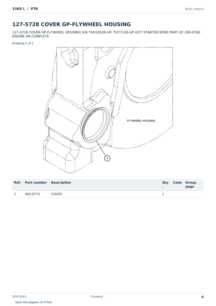 Caterpillar 336D L S/N PTB Partsbook SEBP5683 (English) - sample page 4 of 10 Caterpillar 336D L S/N PTB Partsbook SEBP5683 (English) - sample page 4 of 10