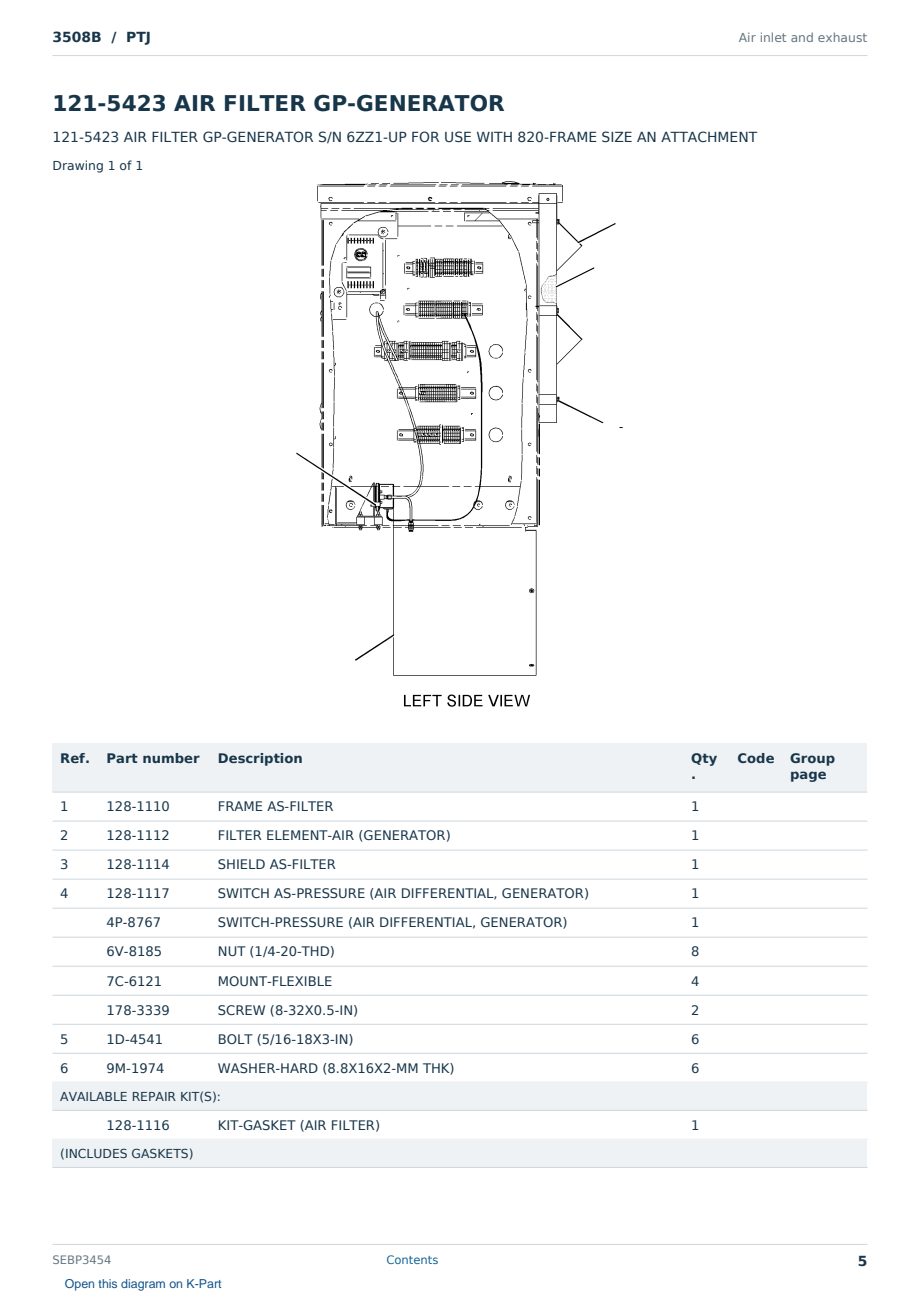 Caterpillar 3508B S/N PTJ Partsbook SEBP3454 (English) - sample page 5 of 10 Caterpillar 3508B S/N PTJ Partsbook SEBP3454 (English) - sample page 5 of 10