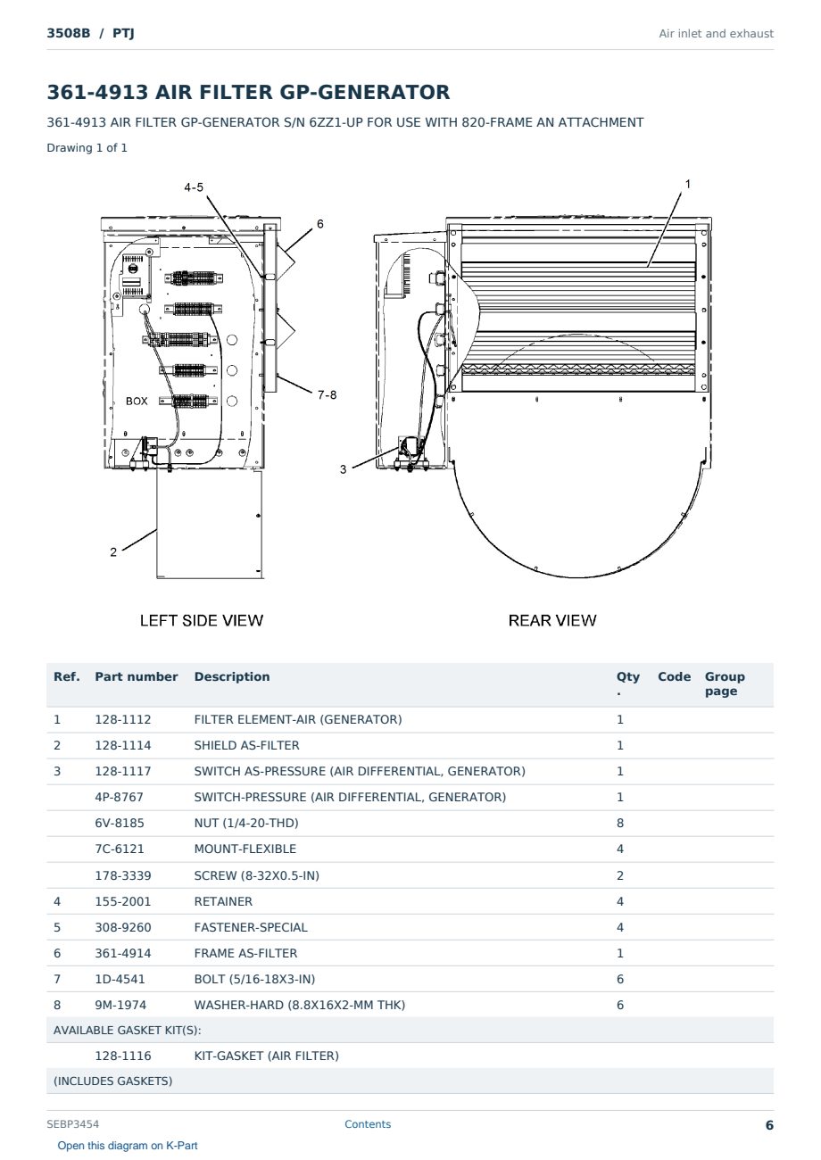 Caterpillar 3508B S/N PTJ Partsbook SEBP3454 (English) - sample page 6 of 10 Caterpillar 3508B S/N PTJ Partsbook SEBP3454 (English) - sample page 6 of 10