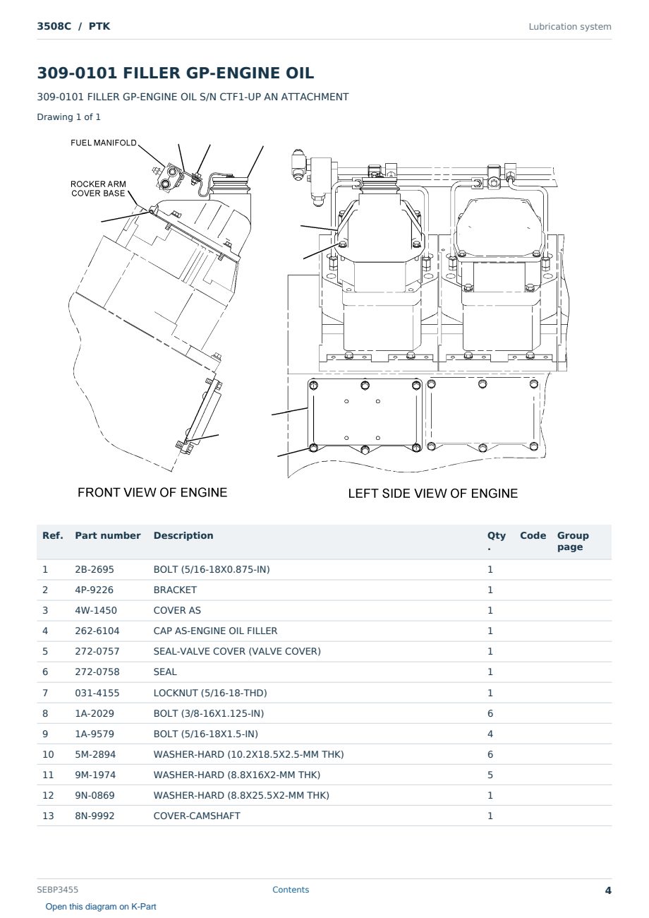 Caterpillar 3508C S/N PTK Partsbook SEBP3455 (English) - sample page 4 of 10 Caterpillar 3508C S/N PTK Partsbook SEBP3455 (English) - sample page 4 of 10