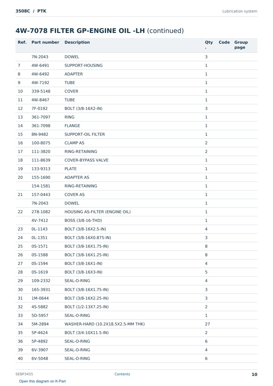 Caterpillar 3508C S/N PTK Partsbook SEBP3455 (English) - sample page 10 of 10 Caterpillar 3508C S/N PTK Partsbook SEBP3455 (English) - sample page 10 of 10