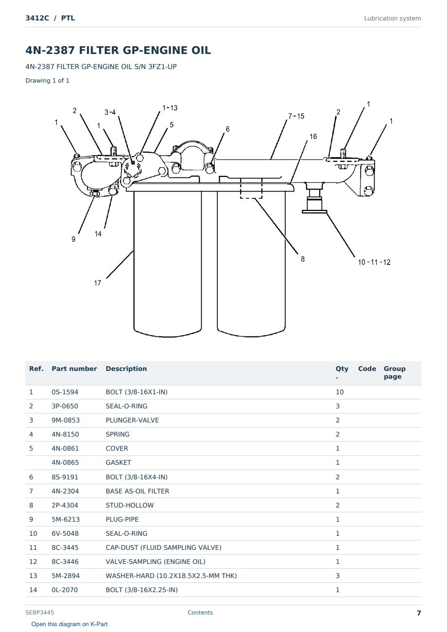 Caterpillar 3412C S/N PTL Partsbook SEBP3445 (English) - sample page 7 of 10 Caterpillar 3412C S/N PTL Partsbook SEBP3445 (English) - sample page 7 of 10