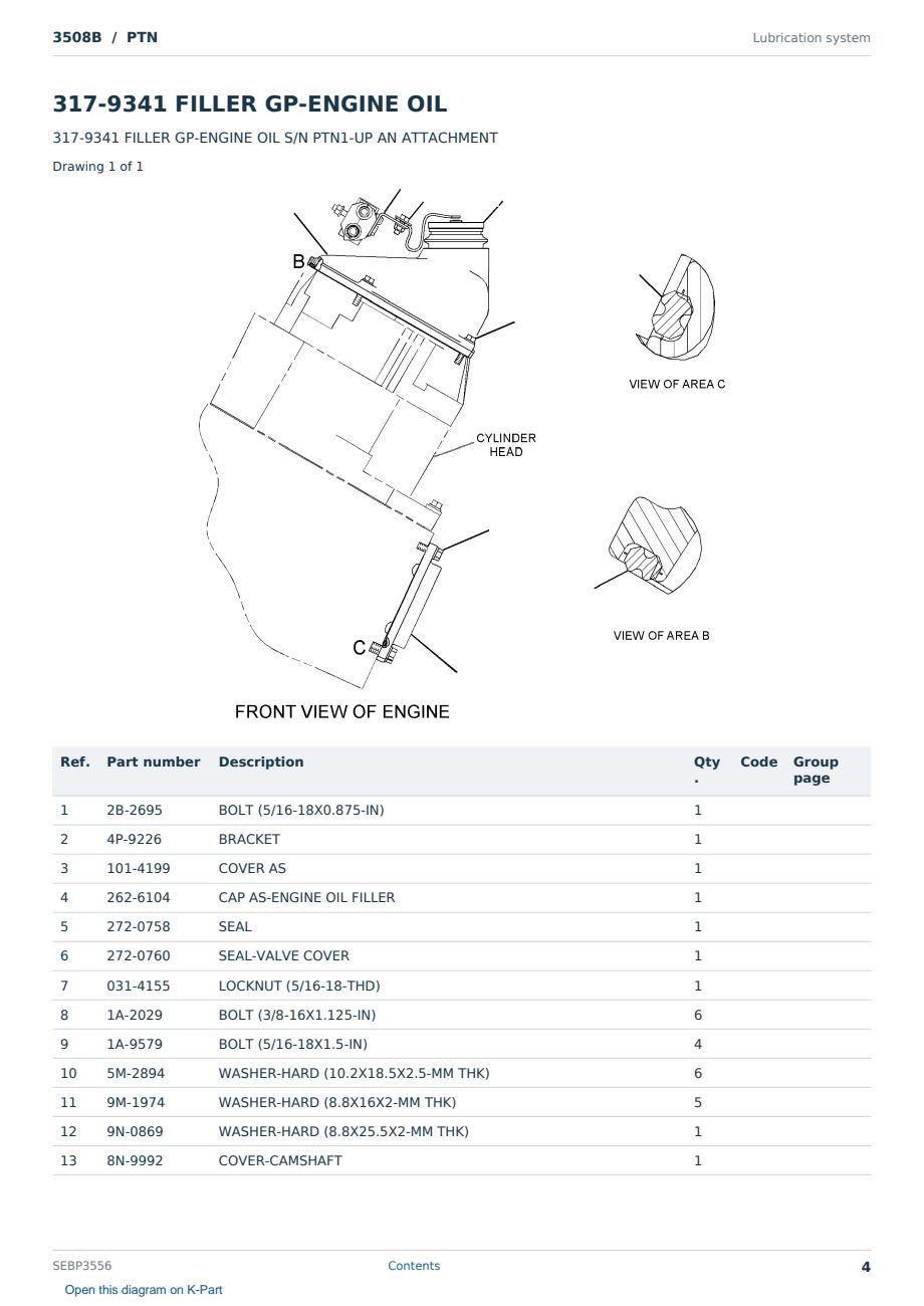 Caterpillar 3508B S/N PTN Partsbook SEBP3556 (English) - sample page 4 of 10 Caterpillar 3508B S/N PTN Partsbook SEBP3556 (English) - sample page 4 of 10