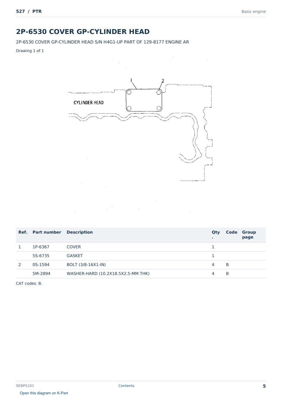 Caterpillar 527 S/N PTR Partsbook SEBP5101 (English) - sample page 5 of 10 Caterpillar 527 S/N PTR Partsbook SEBP5101 (English) - sample page 5 of 10