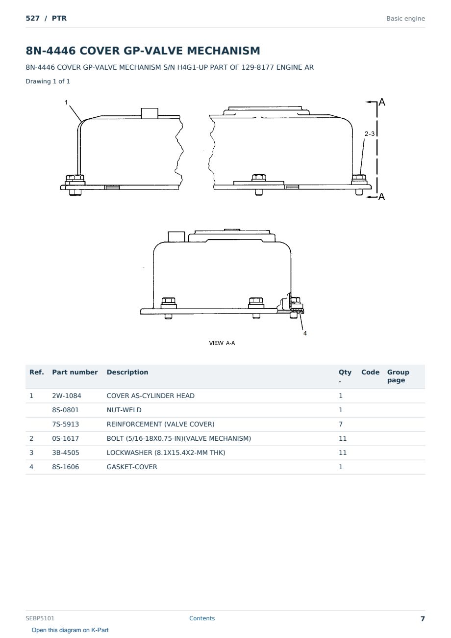 Caterpillar 527 S/N PTR Partsbook SEBP5101 (English) - sample page 7 of 10 Caterpillar 527 S/N PTR Partsbook SEBP5101 (English) - sample page 7 of 10