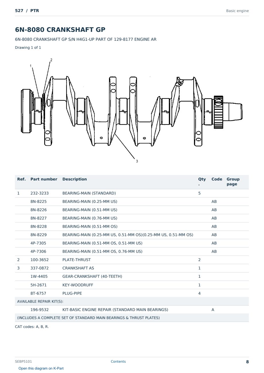 Caterpillar 527 S/N PTR Partsbook SEBP5101 (English) - sample page 8 of 10 Caterpillar 527 S/N PTR Partsbook SEBP5101 (English) - sample page 8 of 10