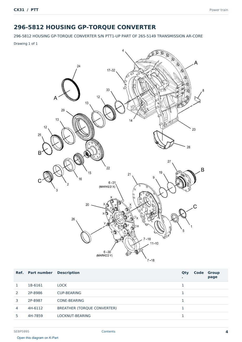 Caterpillar CX31 S/N PTT Partsbook SEBP5995 (English) - sample page 4 of 10 Caterpillar CX31 S/N PTT Partsbook SEBP5995 (English) - sample page 4 of 10
