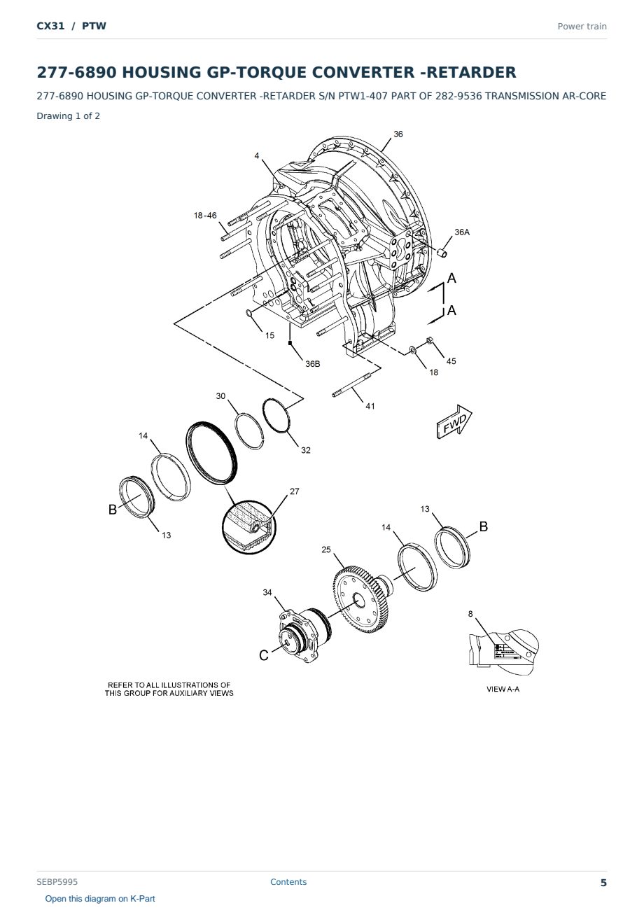 Caterpillar CX31 S/N PTW Partsbook SEBP5995 (English) - sample page 5 of 10 Caterpillar CX31 S/N PTW Partsbook SEBP5995 (English) - sample page 5 of 10