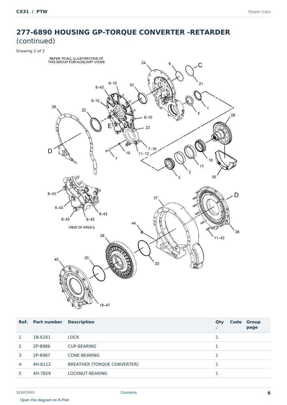 Caterpillar CX31 S/N PTW Partsbook SEBP5995 (English) - sample page 6 of 10 Caterpillar CX31 S/N PTW Partsbook SEBP5995 (English) - sample page 6 of 10