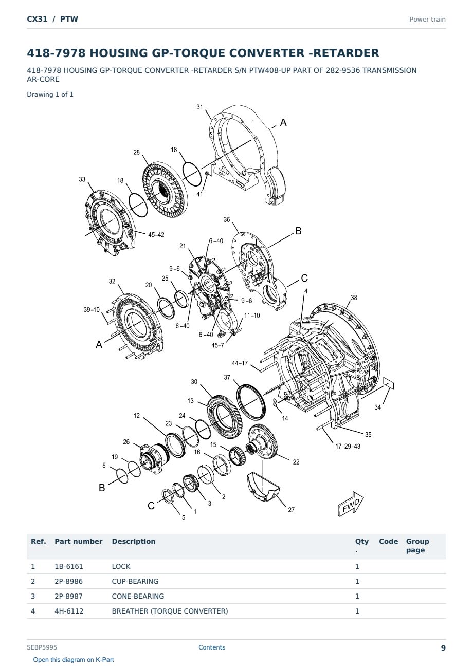 Caterpillar CX31 S/N PTW Partsbook SEBP5995 (English) - sample page 9 of 10 Caterpillar CX31 S/N PTW Partsbook SEBP5995 (English) - sample page 9 of 10