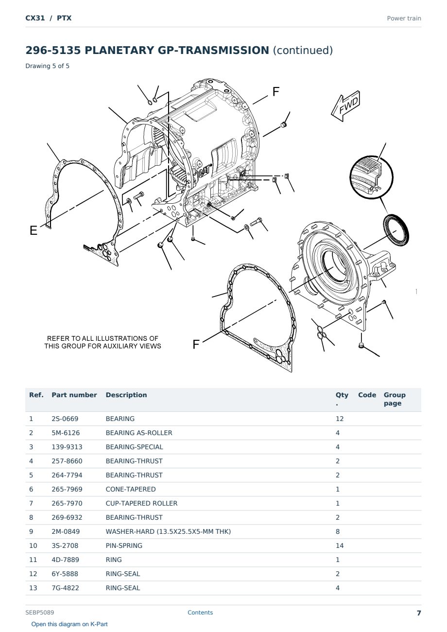 Caterpillar CX31 S/N PTX Partsbook SEBP5089 (English) - sample page 7 of 10 Caterpillar CX31 S/N PTX Partsbook SEBP5089 (English) - sample page 7 of 10