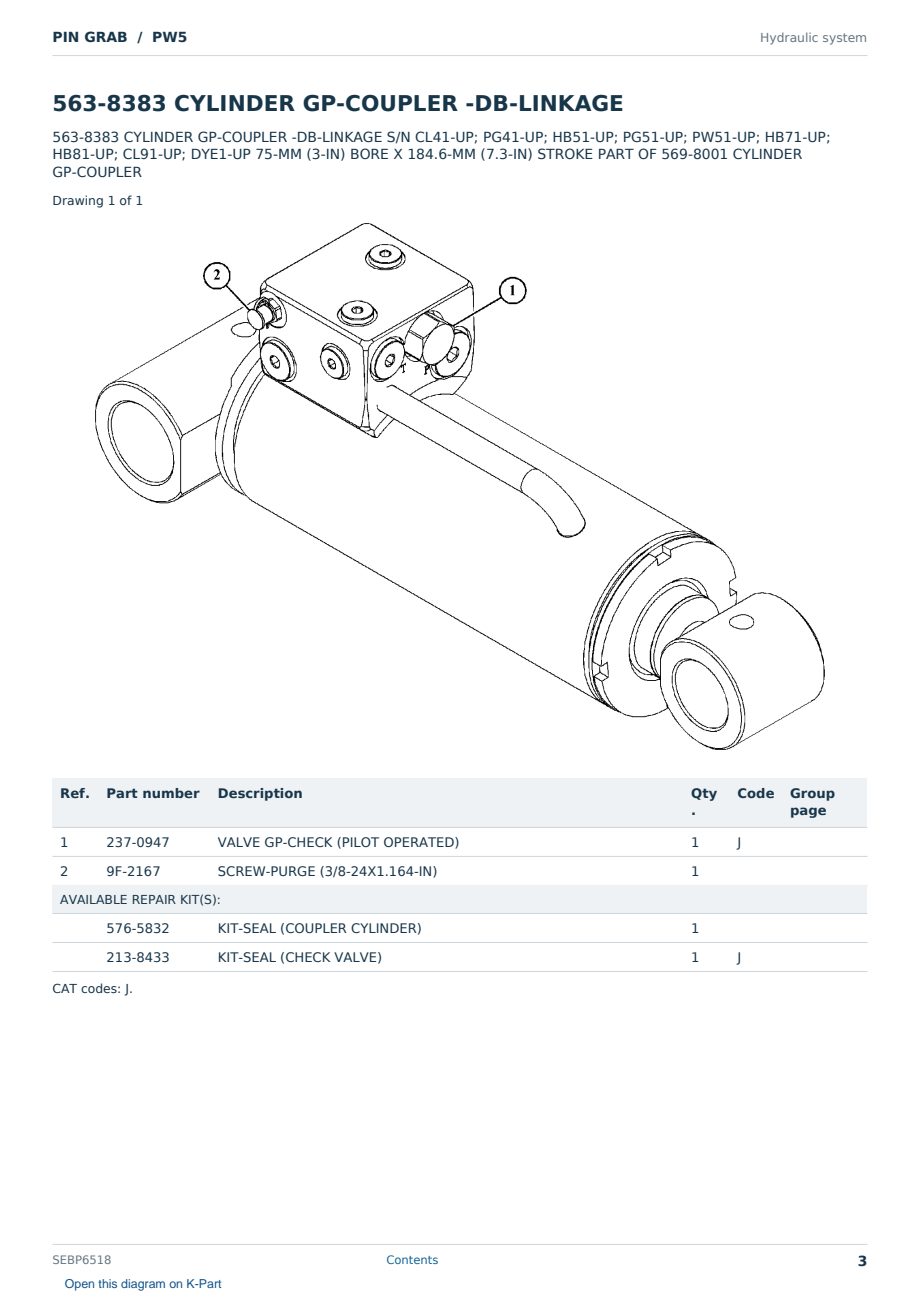 Caterpillar PIN GRAB S/N PW5 Partsbook SEBP6518 (English) - sample page 3 of 10 Caterpillar PIN GRAB S/N PW5 Partsbook SEBP6518 (English) - sample page 3 of 10