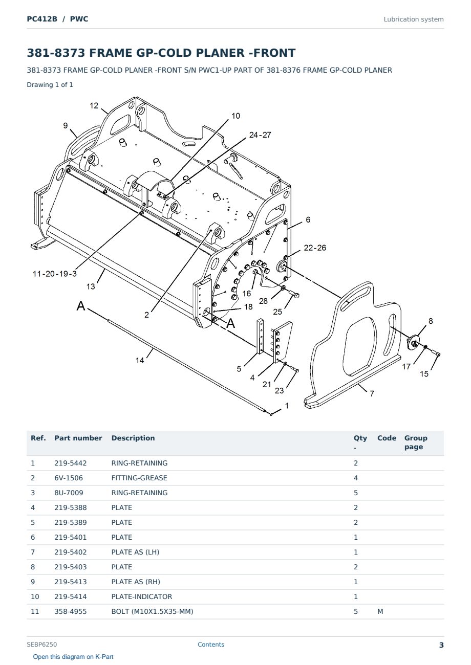 Caterpillar PC412B S/N PWC Partsbook SEBP6250 (English) - sample page 3 of 10 Caterpillar PC412B S/N PWC Partsbook SEBP6250 (English) - sample page 3 of 10